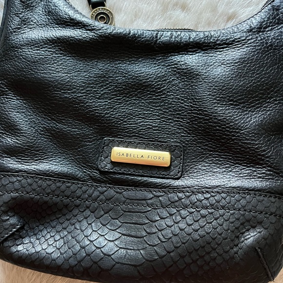 Isabella Fiore Black Leather Crossbody Bag with Gold Stud Detailing - Picture 10 of 16